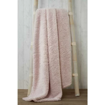 Image of Snuggle Super Soft Teddy Fleece Throw, 100% Polyester, Pink, 130cm x 180cm - Rapport