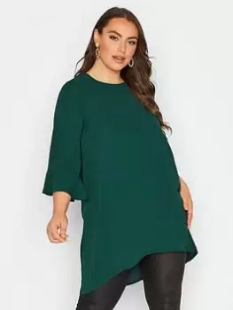 Image of Yours Flute Sleeve Tunic Top - Green, Size 18, Women