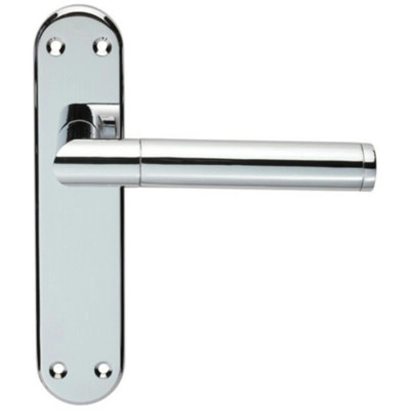 Image of Loops Round Bar Lever on Latch Backplate Door Handle 180 x 40mm Polished Chrome Multi