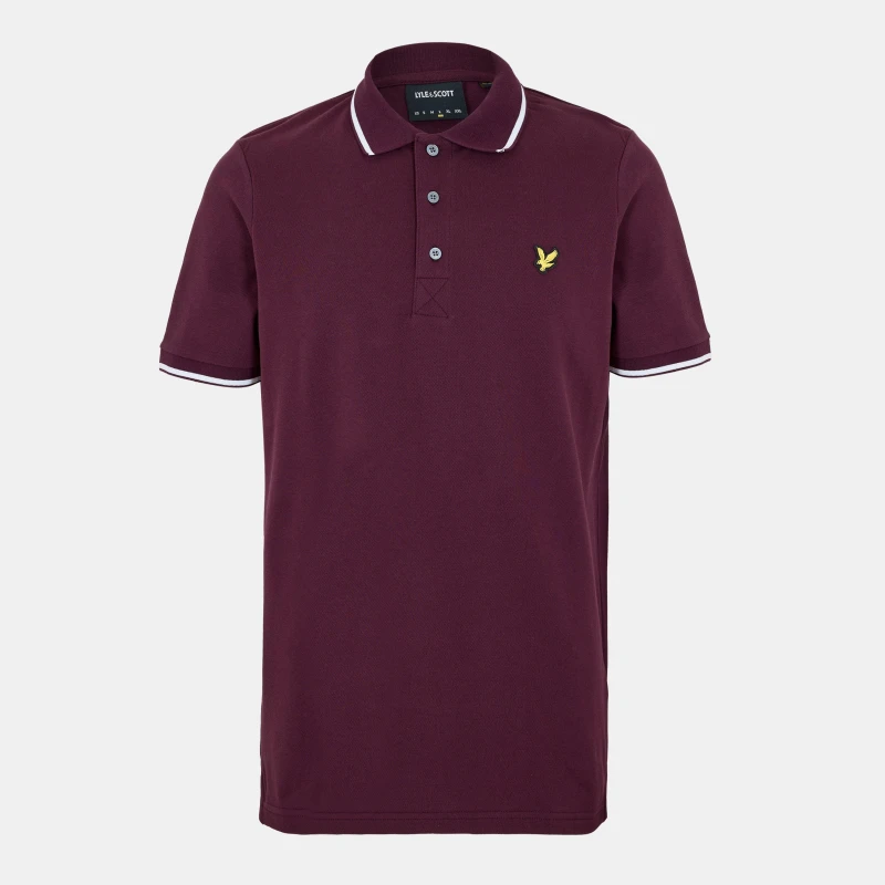 Image of Lyle and Scott Mens Tipped Short Sleeve Polo Shirt Burgundy W295 male S