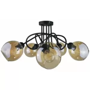 Image of Keter Venus Multi Arm Semi Flush Ceiling Light Black, 70cm, 5x E27
