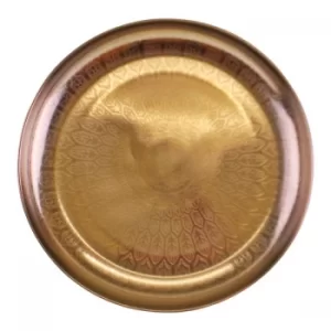 Image of Large Decorative Silver Metal Tray With Etched Design