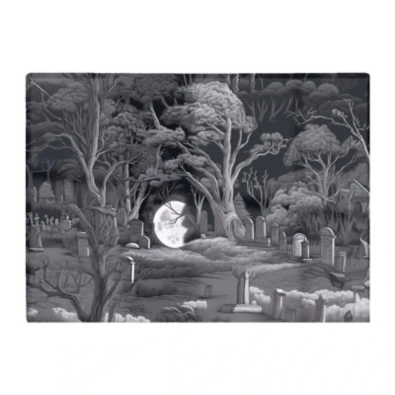 Image of Warren Reed Designer Eerie Moonlit Cemetery Glass Chopping Board