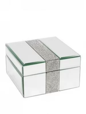 Image of Hestia Mirror Glass Jewellery Box With Diamante Band