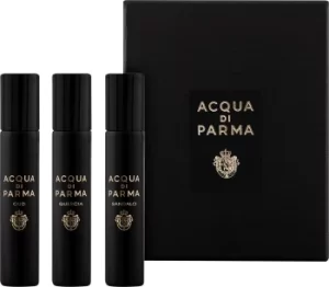 Image of Acqua di Parma Signatures of the Sun Black Gift Set 12ml Quercia + 12ml Oud + 12ml Sandalo