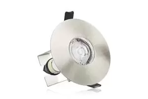 Image of Integral Evofire IP65 Round Satin Nickel 70-100mm cutout Downlight with GU10 Holder & Insulation Guard - ILDLFR70D014