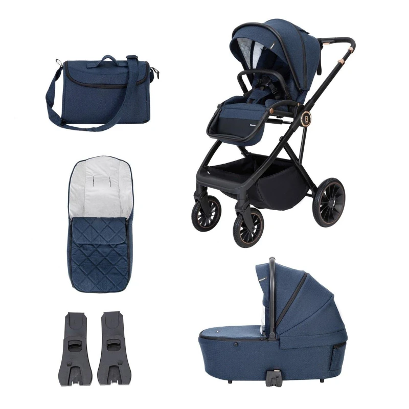 Image of Babymore Chia Pram Pushchair - Midnight Blue Midnight Blue unisex 56x96x111