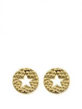 Image of Chlobo Chlobo Sterling Silver Gold Plated Sparkle Star In Circle Earrings