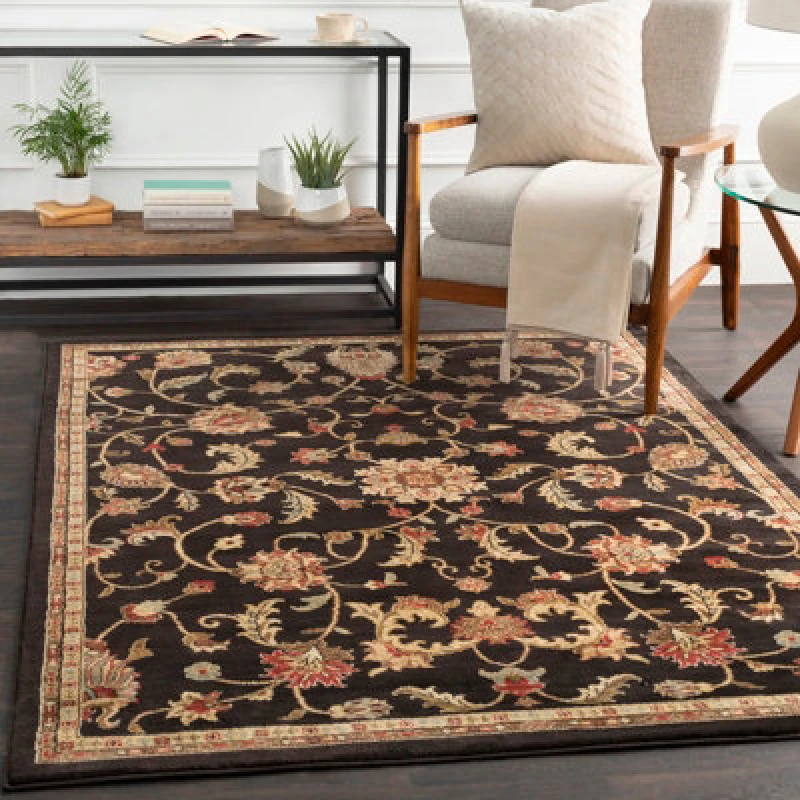 Image of Livabliss Traditional Boho Black Bekuri Area Rug 120 X 160 Cm - Easy Care, Non Shedding, Ideal For Living Room & Bedroom