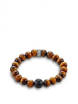 Image of Thomas Sabo Sterling Silver Obsidian and Tigers Eye Semi Precious Stretch Bracelet, One Colour, Men