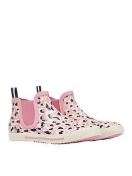 Image of Joules Girls Rainwell Leopard Print Short Wellies - Pink, Size 13 Younger