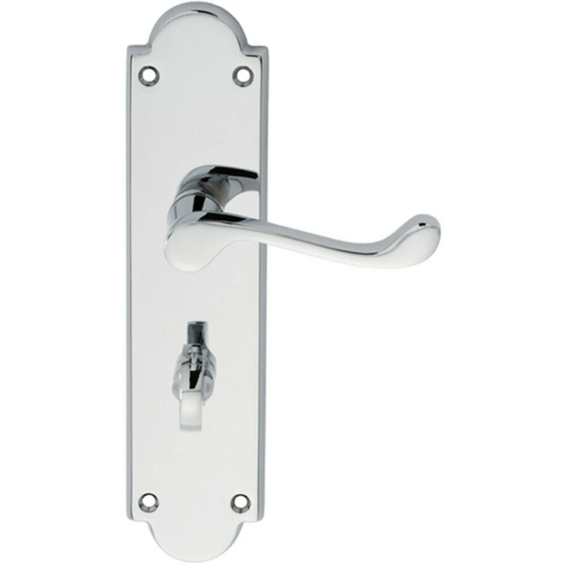 Image of Loops PAIR Victorian Scroll Lever on Bathroom Backplate 205 x 49mm Polished Chrome Multi