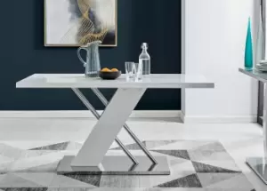 Image of Sorrento 150cm 6-Seater White High Gloss And Chrome Modern Dining Table