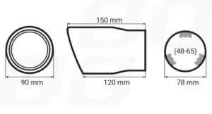 Image of AMiO Tailpipe 120mm 02198 Baffle, tailpipe