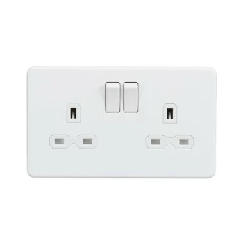 Image of Screwless 13A 2G DP switched socket - Matt white - Knightsbridge