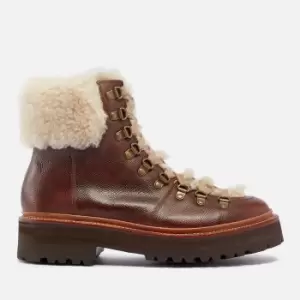 Image of Grenson Nettie Leather and Shearling Hiking-Style Boots - UK 4