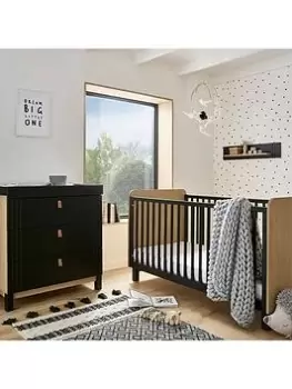 Image of CuddleCo Rafi 2 Piece Nursery Furniture Set - Oak and Black, One Colour