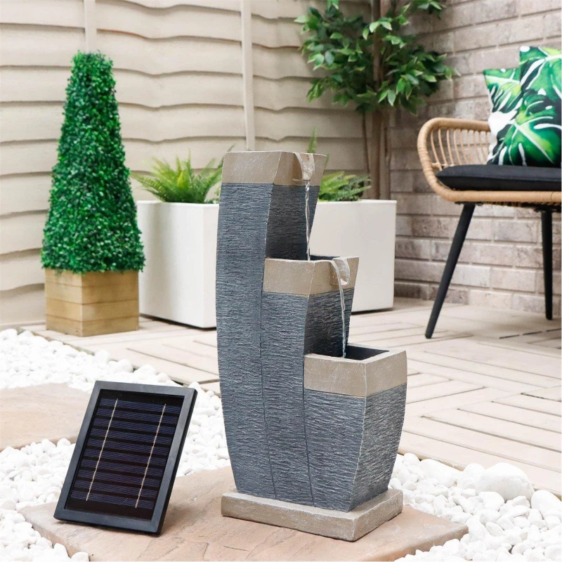 Image of Streetwize Solar Water Feature with Battery Backup - Three-Tier Fountain Grey unisex One Size