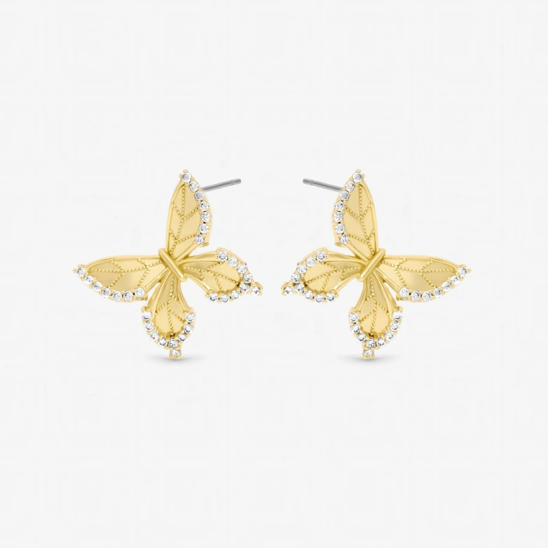 Image of Jon Richard Gold Plated Crystal Butterfly Clip Earrings Stud Earrings One Size Gold 73788910000