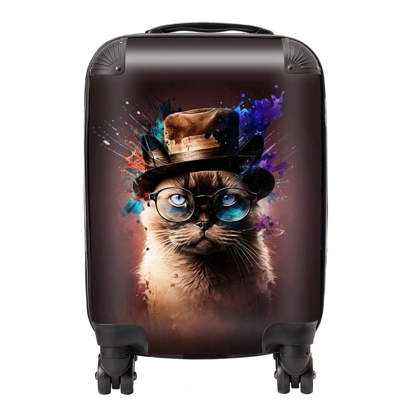 Image of Warren Reed - Designer Siamese Cat Face Splashart Suitcase Size: Medium Multicolor Unisex Medium