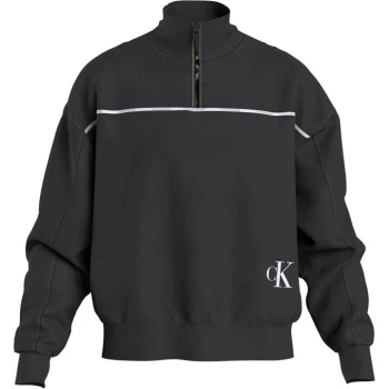 Image of Calvin Klein Jeans Relaxed Fit Half Zip Jacket - Black BEH