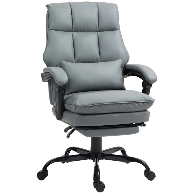 Image of Homcom Executive Office Chair, Pu Leather Desk Chair With Armrests Grey 921-797V70GY