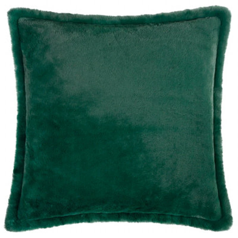 Image of Furn Furn Kallu Plush Faux Fur Cushion in Dark Green Size: 55cm x 55cm Dark Green 55cm x 55cm Unisex 5025532831866