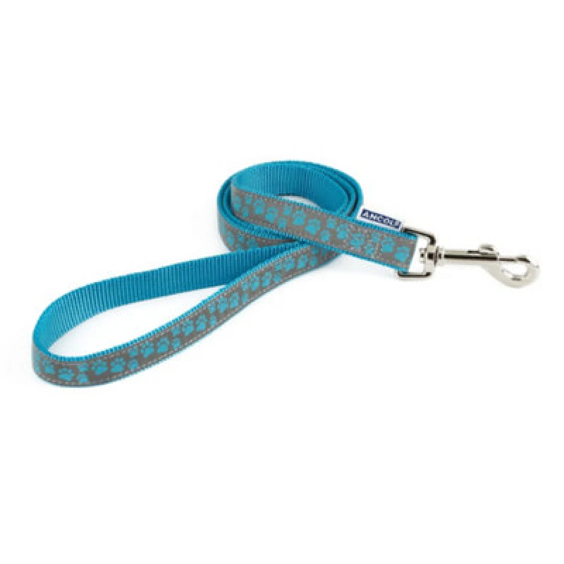 Image of Ancol Blue Paw Print Patterned Collection Weather Proof 1m x 19mm Dog Lead Blue