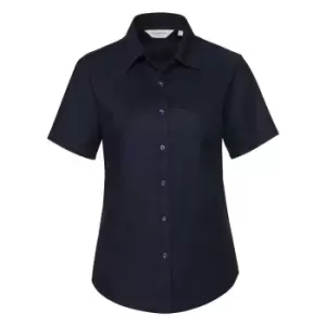 Image of Russell Collection Ladies/Womens Short Sleeve Easy Care Oxford Shirt (L) (Bright Navy)