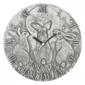 Image of Moon Shadows Silver Terracotta Clock By Lisa Parker