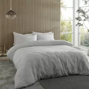 Image of Catherine Lansfield Chevron Clipped Jacquard Duvet Cover Set, Natural, Single