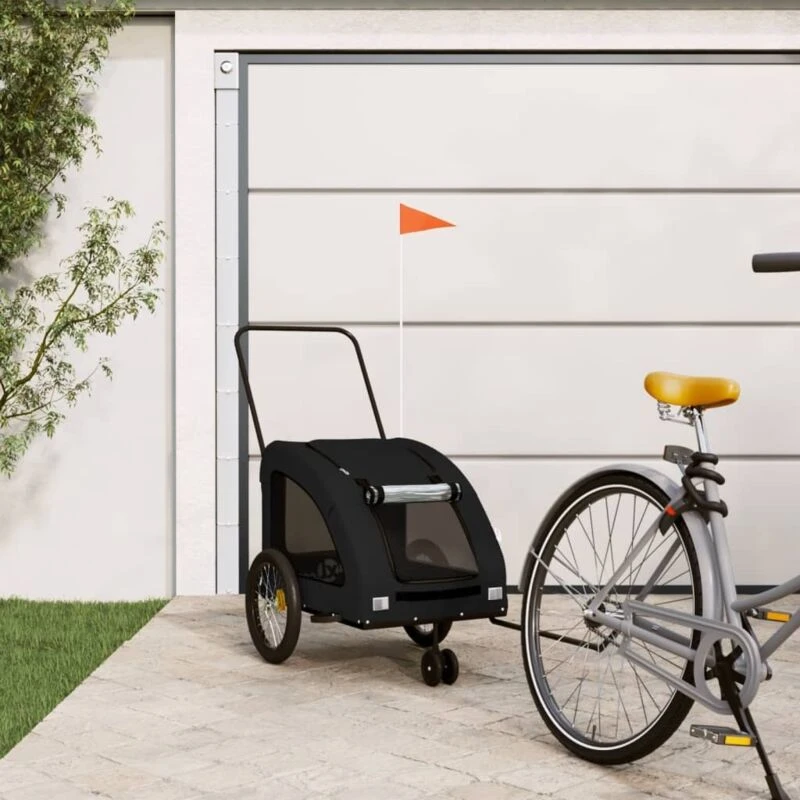 Image of VIDAXL Pet Bike Trailer Black Oxford Fabric and Iron Vidaxl 8720845770747