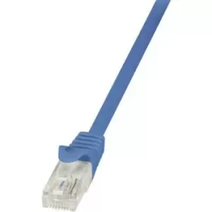 Image of LogiLink CP1026U RJ45 Network cable, patch cable CAT 5e U/UTP 0.50 m Blue incl. detent