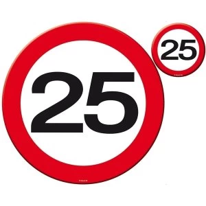 Image of 25th Birthday Traffic Sign Coasters (Pack Of 4)