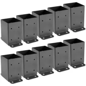 Image of VEVOR 4 x 4 Post Base 10 PCs, Deck Post Base 3.6 x 3.6 inch, Post Bracket 2.5 lbs Fence Post Anchor Black Powder-Coated Deck Post Base with Thick Stee