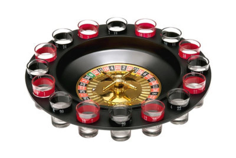 Image of Premier Housewares Easily Maintained Roulette 16 Shot Glasses Drinking Game, Minimised Spillage Of Roulette Drinking Game Clear