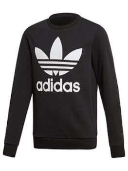 Image of Adidas Originals Trefoil Crew Neck Sweat Top - Black