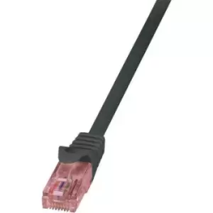 Image of LogiLink CQ2023U RJ45 Network cable, patch cable CAT 6 U/UTP 0.50 m Black Flame-retardant, incl. detent