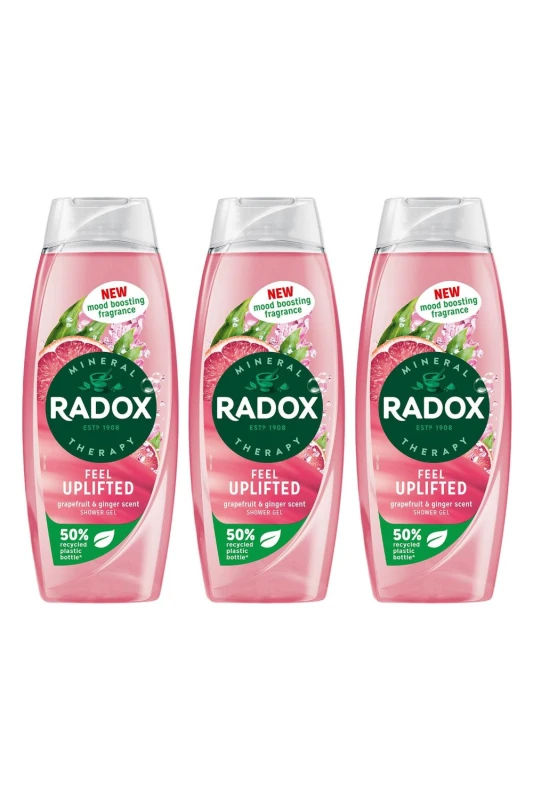 Image of Radox 'Shower Gel' Feel Uplifted With Grapefruit & Ginger Scent, 3 x 450ml Pink female