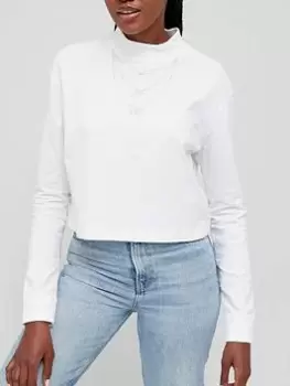 Image of Nike NSW Charmed Mock Long Sleeve Top - White, Size L, Women