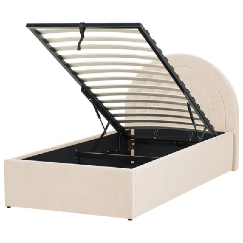 Image of Beliani Kids Ottoman Bed Velvet Anet 90 X 200 Cm (Eu Single) Beige