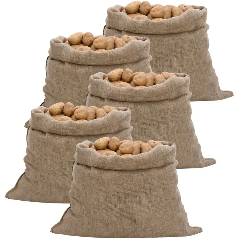 Image of Vidaxl Jute Sacks 5 Pcs 100X110 Cm 100% Jute 220 Gsm, Brown 155781