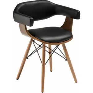 Image of Black Leather Effect Beech Wood Legs Chair - Premier Housewares