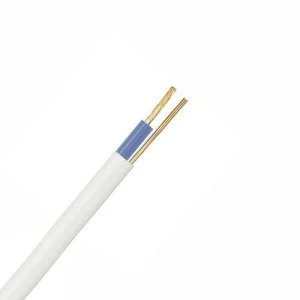 Image of Zexum White 1.5mm 16A Blue Single Core and Earth 6241B Flat LSZH Low Smoke Zero Halogen Harmonised Lighting Power Cable - 10 Meter