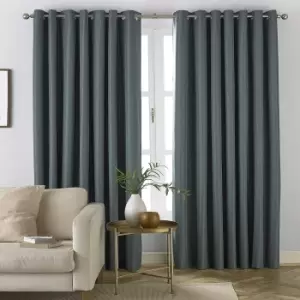 Image of Furn Moon Eyelet Curtains (66in x 72in) (Mineral Blue)