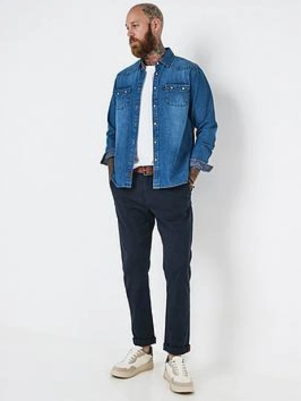 Image of Joe Browns Joe Browns Men Straight Leg Chino Trousers in Navy Size: 34R Navy 34R Male 5059953255055