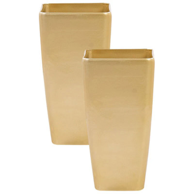 Image of Beliani Set Of 2 Plant Pots Modi 30 Cm Gold