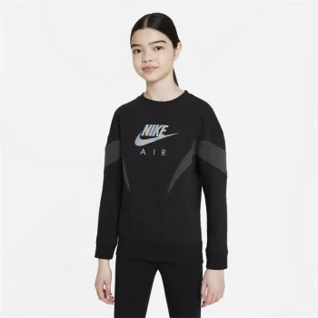 Image of Nike Air Big Kids (Girls') French Terry Crew - Black/Grey