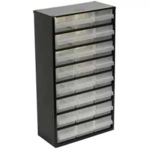 Image of 305 x 155 x 555mm 24 Drawer Parts Cabinet - BLACK - Wall Mounted / Standing Box