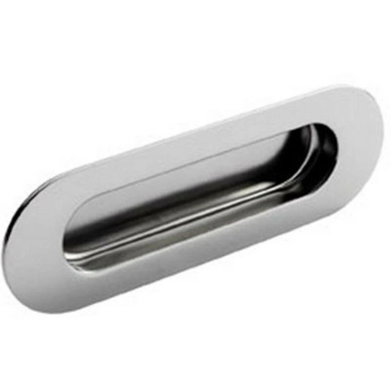 Image of Loops Low Profile Recessed Flush Pull 120 x 41mm 13mm Depth Bright Stainless Steel Metallics unisex